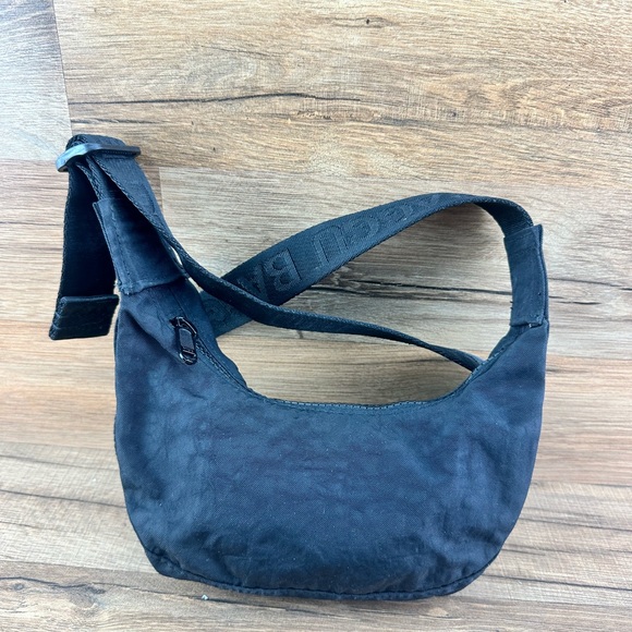 Baggu Black Nylon Micro Crescent Shoulder Bag Minimalist - Picture 3 of 9